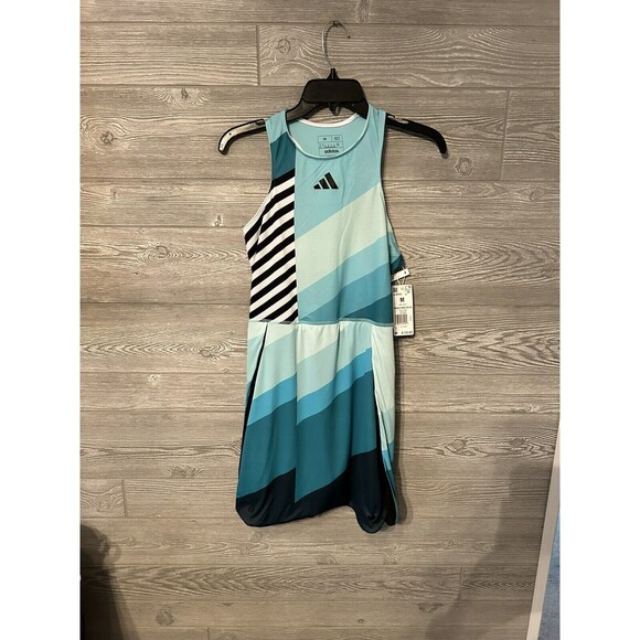 SZ M- Adidas Women's Aero Ready Transformative Tennis Dress, Flash Aqua /Black. - Picture 4 of 12